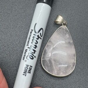 Teardrop Rose Quartz Pendant - White